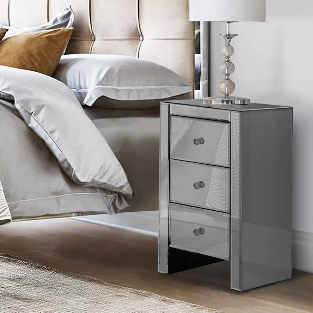 Palatine Mirrored Bedside Tables Drawers Crystal Chest Nightstand Glass Price