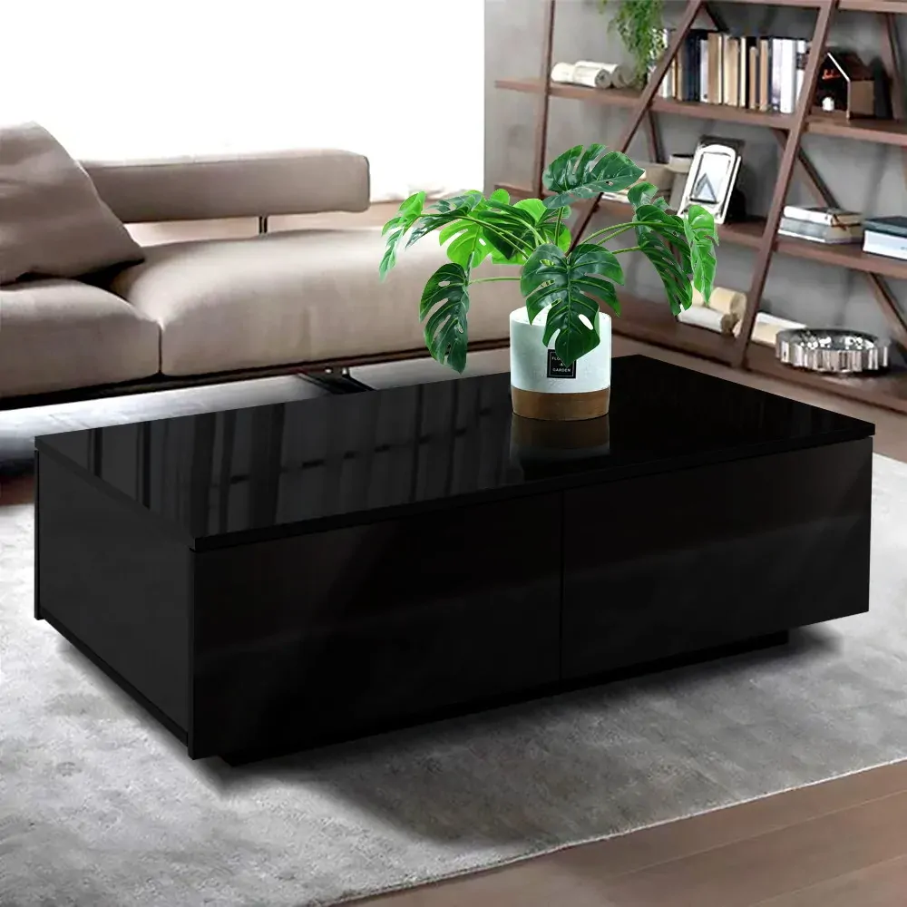 Modern Coffee Table 4 Storage Drawers High Gloss Living Room Furniture Price