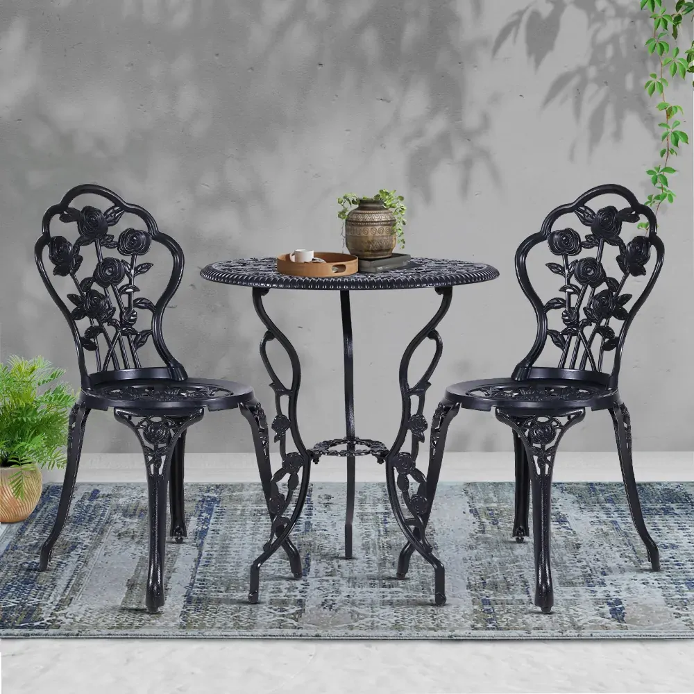 3PC Outdoor Setting Cast Aluminium Bistro Table Chair Patio Price