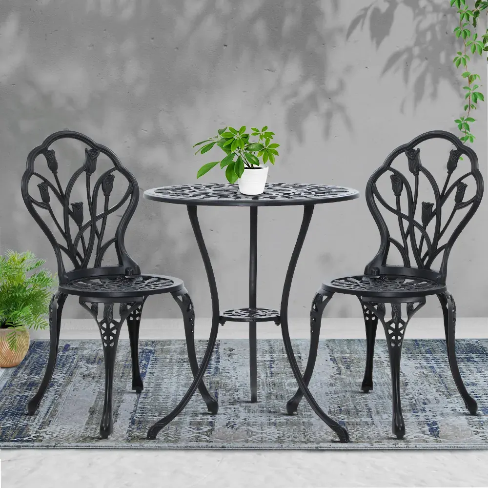 3PC Outdoor Setting Cast Aluminium Bistro Table Chair Patio Price