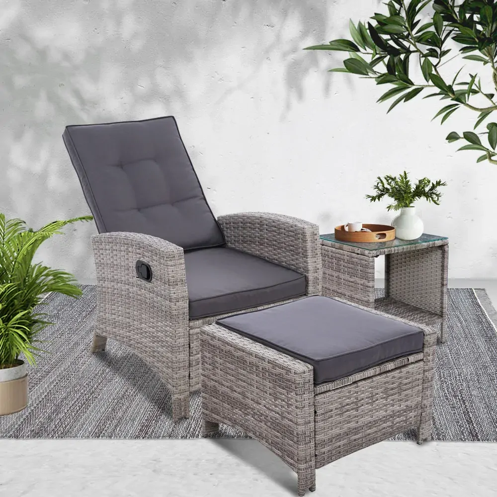 Outdoor Setting Recliner Chair Table Set Wicker lounge Patio Furniture Price