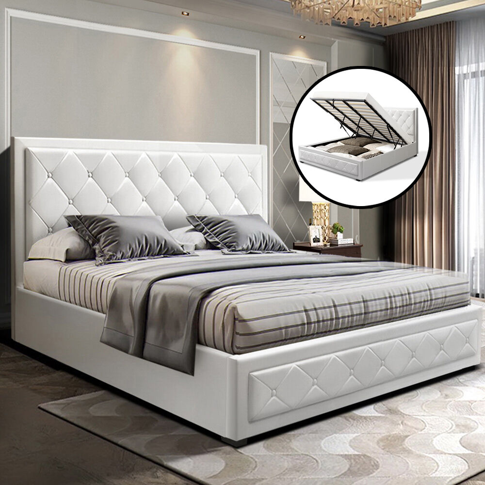 Antonio Bed Frame Fabric Gas Lift Storage Price