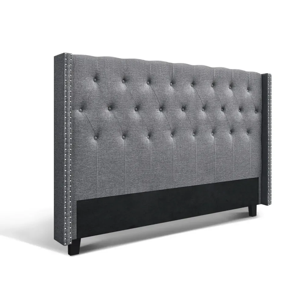 Bed Head Headboard Bedhead Fabric Frame Base Grey LUCA Price