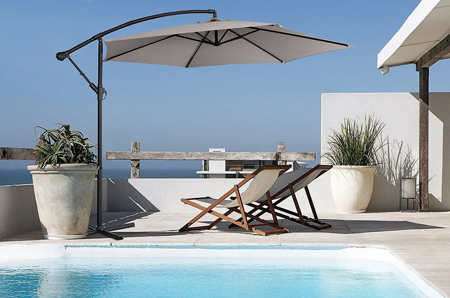 3M Outdoor Umbrella Cantilever With Protective Cover Patio Garden Shade Price