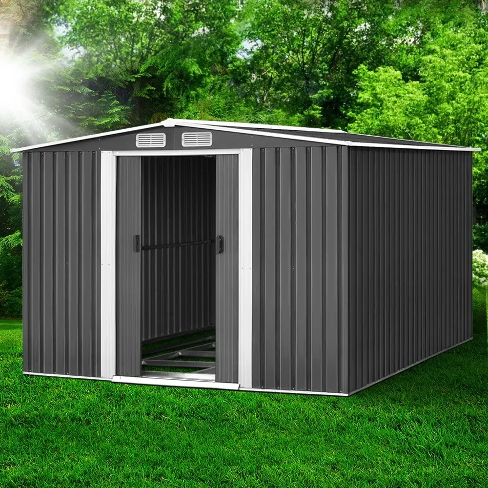 Garden Shed Outdoor Storage Sheds Workshop Metal Base Grey Price