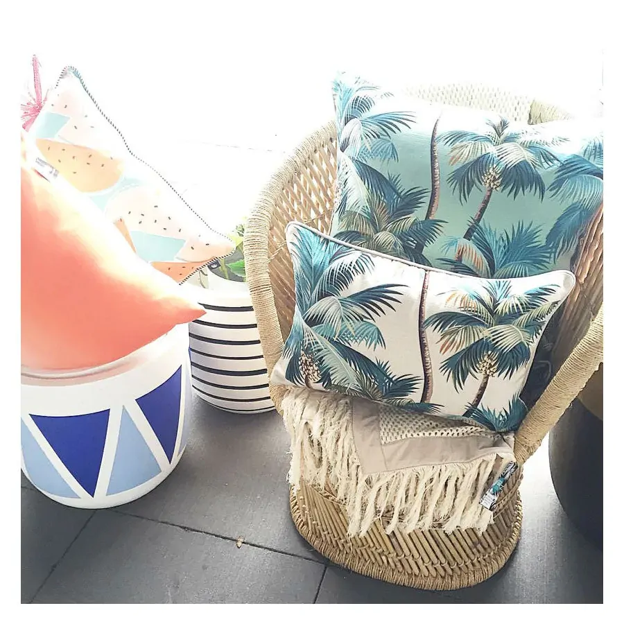 Cushion Cover-With Piping-Palm Trees Natural Price