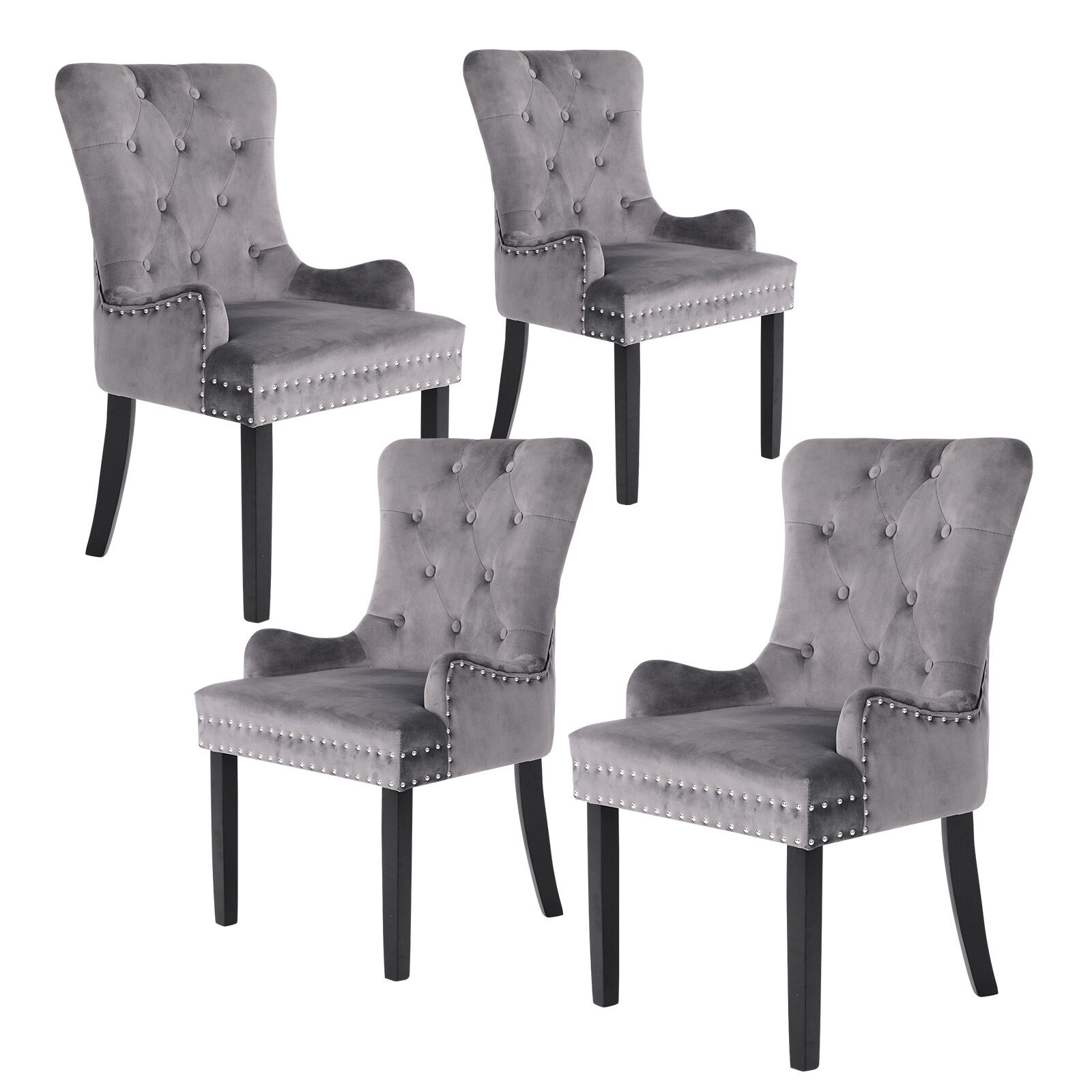 French Provincial Dining Chair Ring Studded Lisse Velvet Rubberwood Price