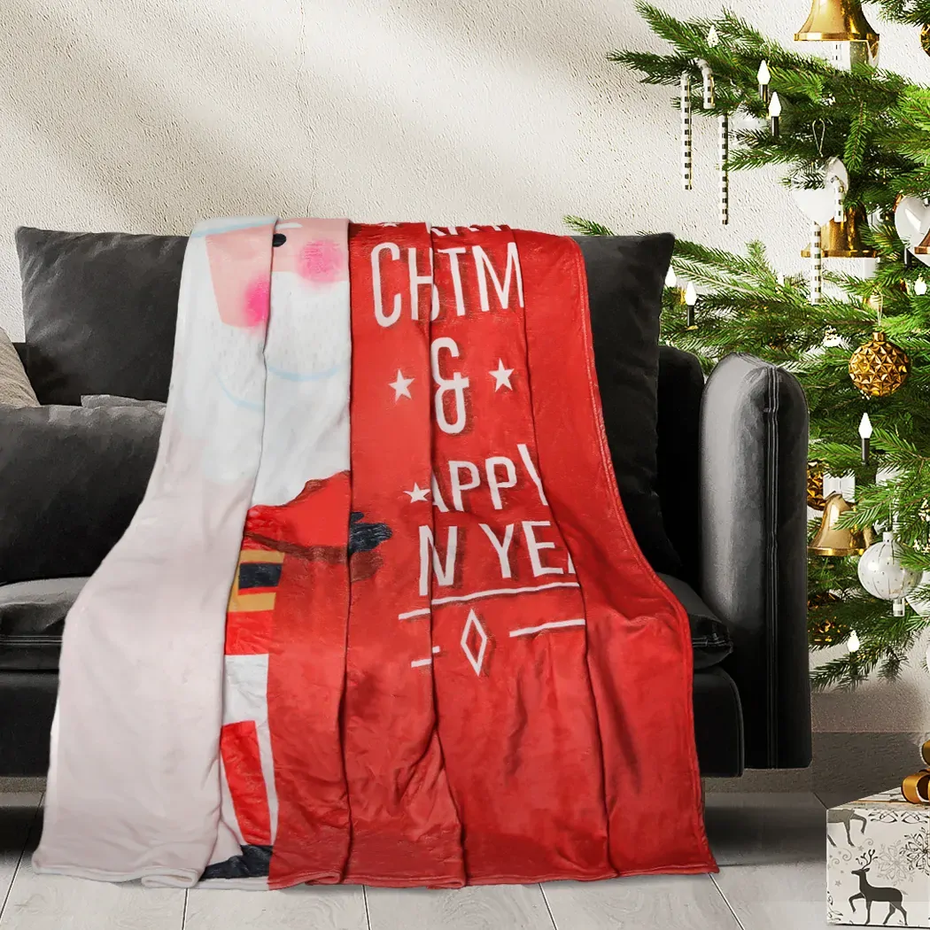 Throw Blanket Xmas Flannel Double Sided Warm Fleece Decor Christmas Q Price