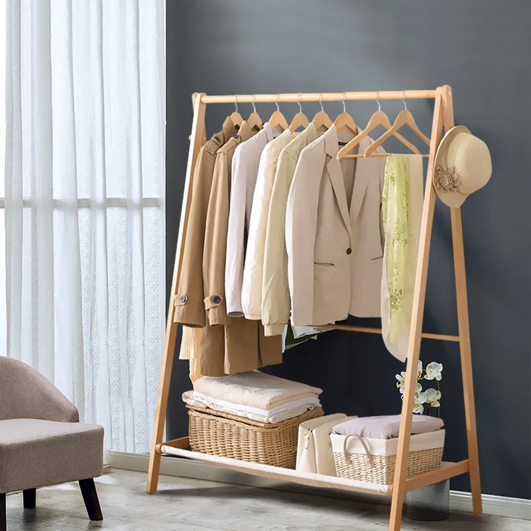 Clothes Stand Garment Dyring Rack Hanger Organiser Wooden Free Standing Price
