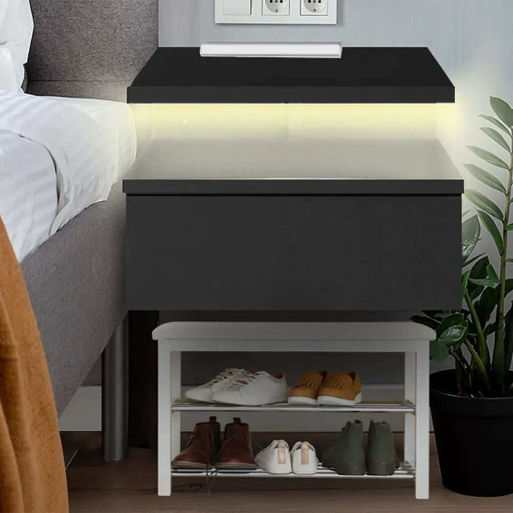 Linburn Bedside Tables LED Side Table Storage Drawer Floating Nightstand Price