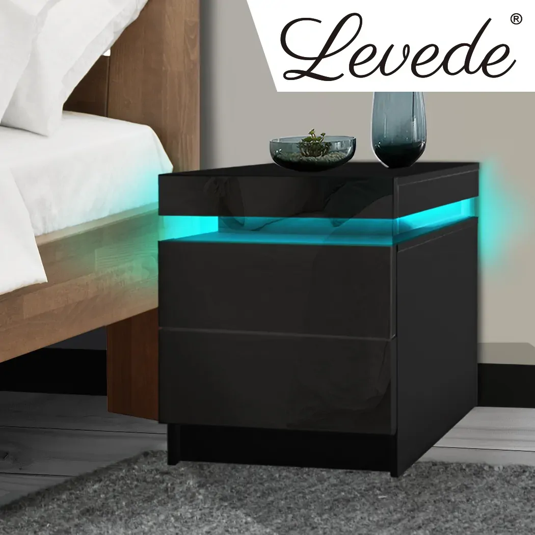Hercules Bedside Tables Drawers RGB LED Side Table High Gloss Nightstand Cabinet Price