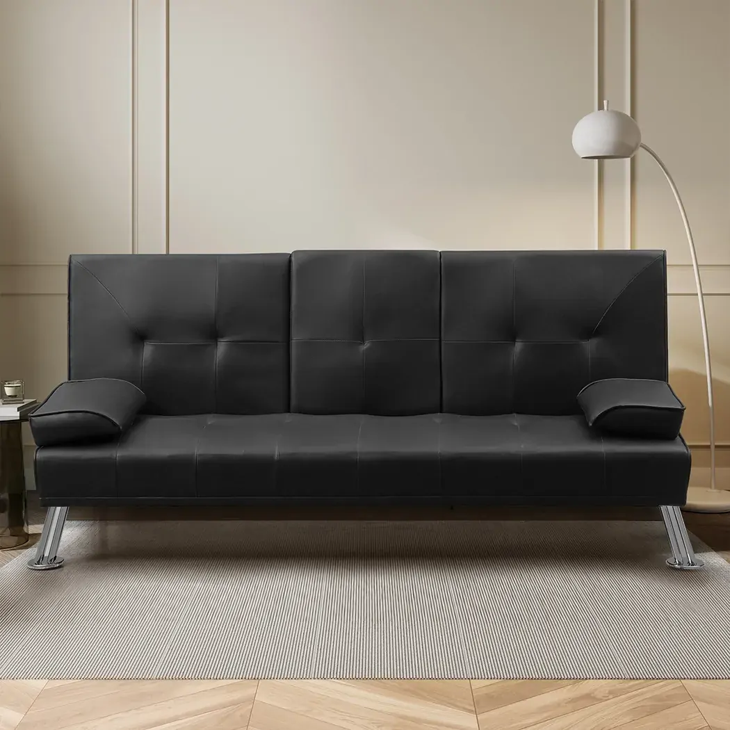 Burien Adjustable Sofa Bed Lounge Futon Couch Leather Beds 3 Seater Cup Holder Recliner Price