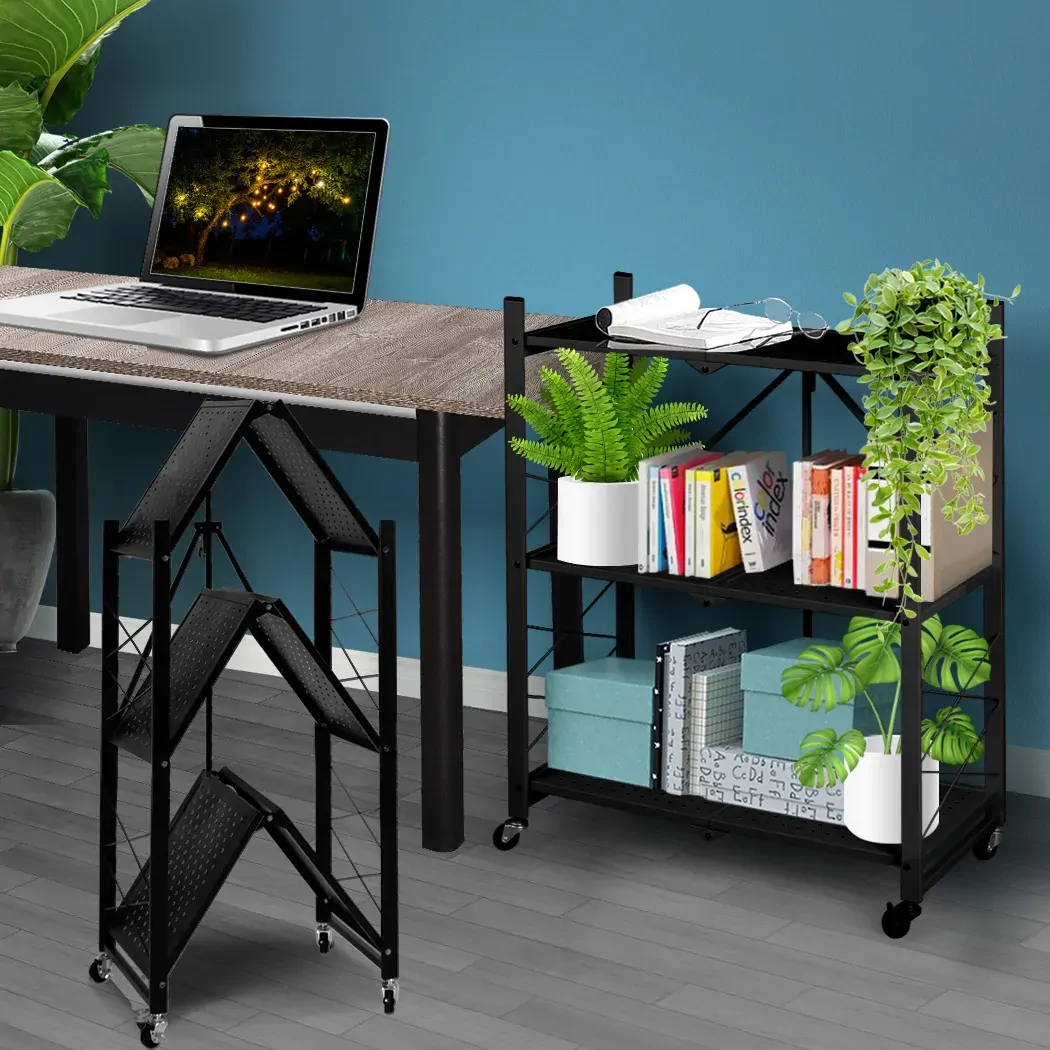 Foldable Storage Shelf Display Rack Bookshelf Bookcase Wheel Collapsible Price
