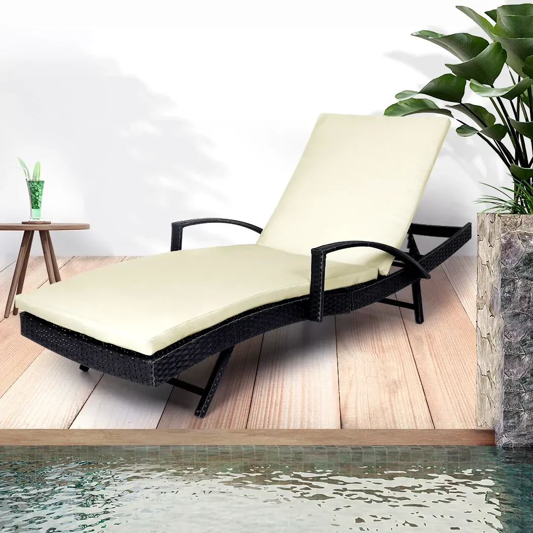 Outdoor Sun Lounger Furniture Wicker Lounge Garden Patio Bed Cushion Pool Price