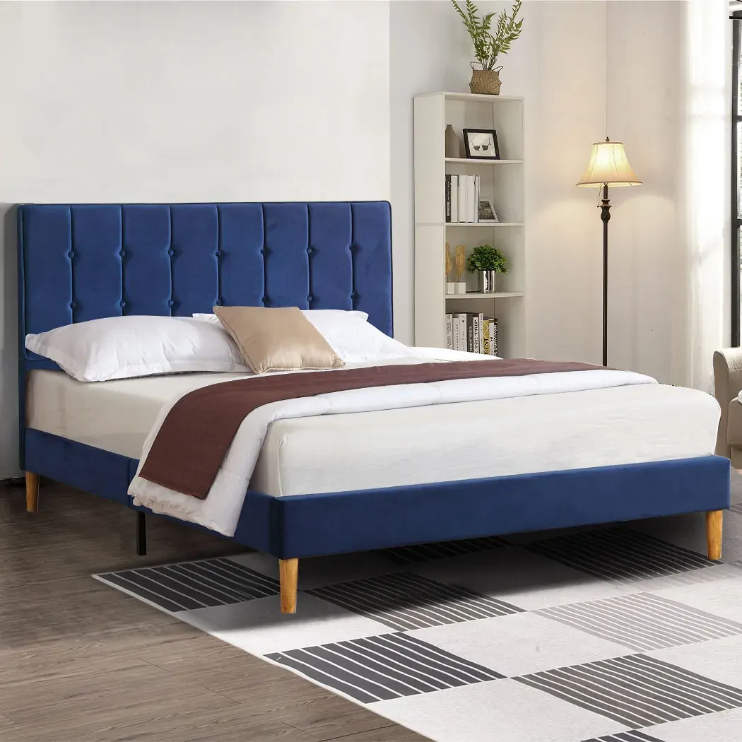 Bed Frame Mattress Base Platform Wooden Velevt Headboard Price