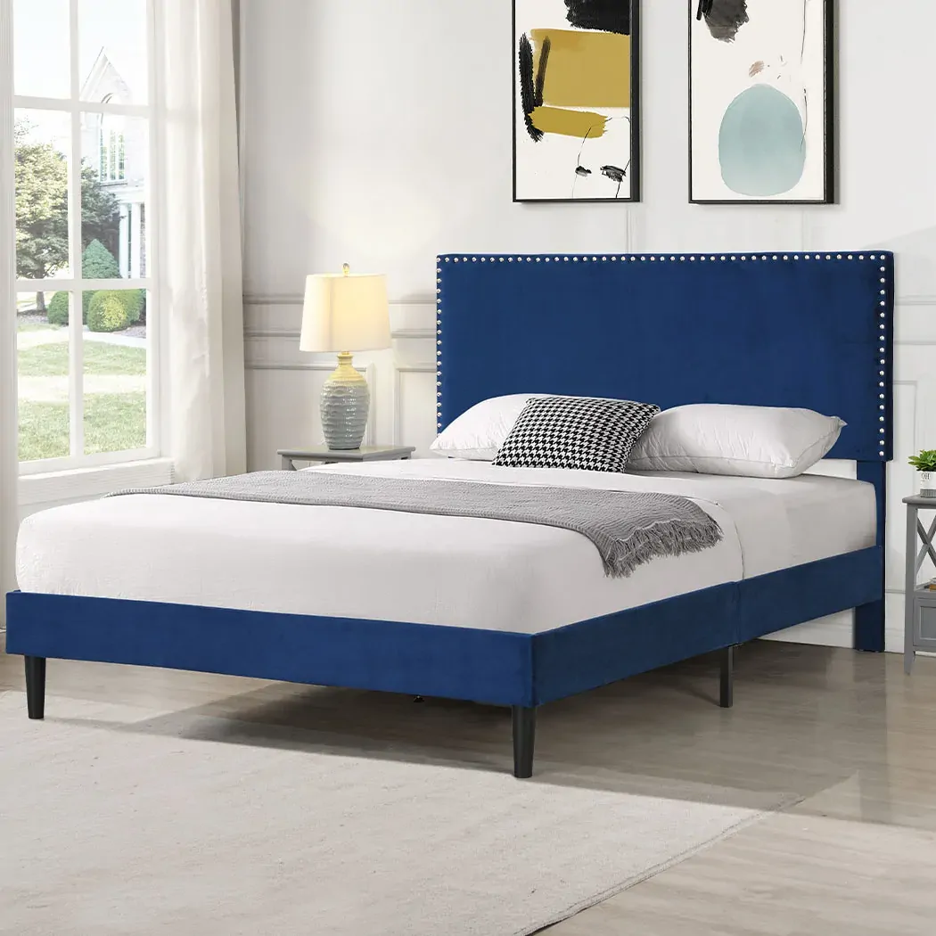 Nurom Bed Frame Mattress Base Platform Wooden Velevt Headboard Price