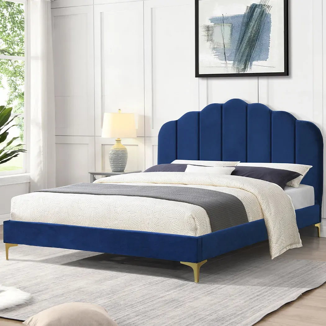 Adwick Bed Frame Mattress Base Platform Wooden Velevt Headboard Price