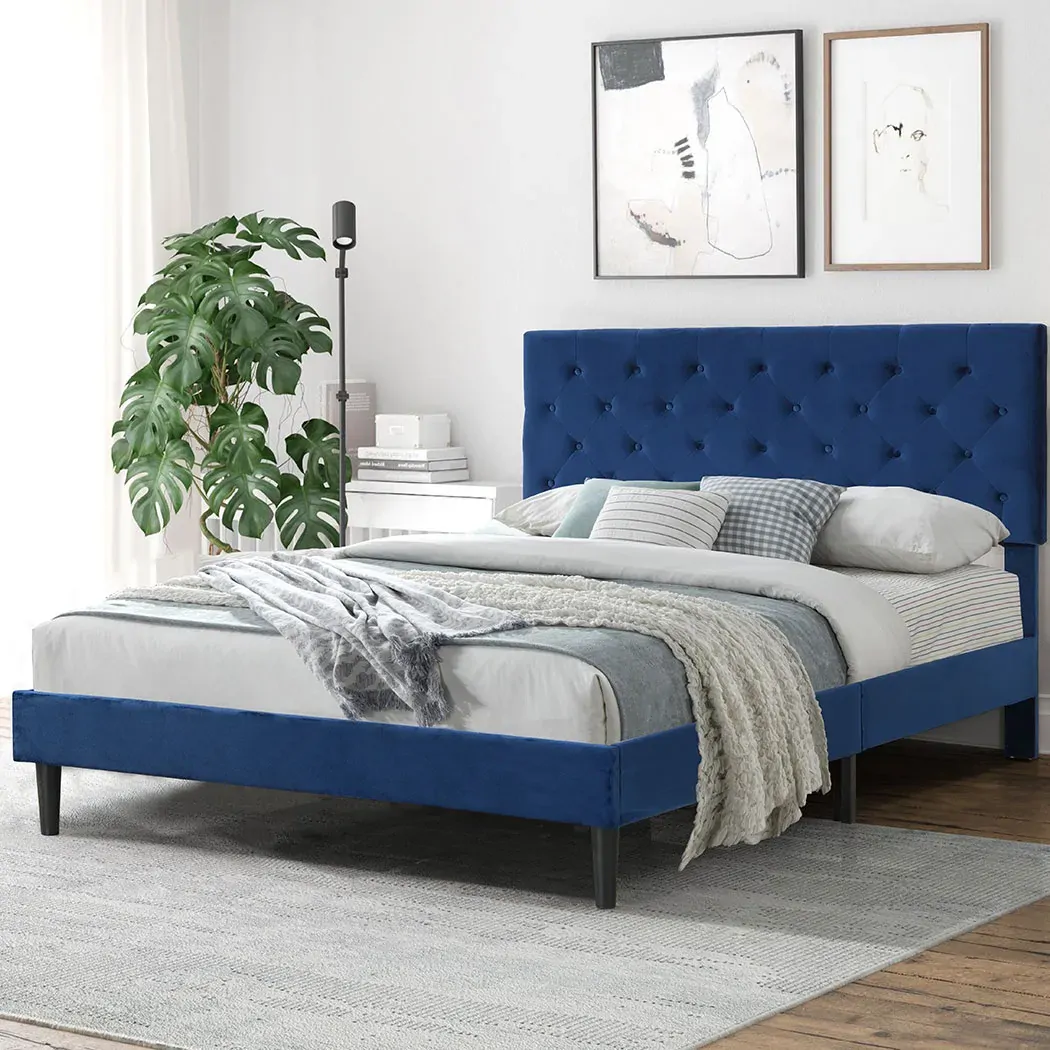 Air Bed Frame Mattress Base Platform Wooden Velevt Headboard Price