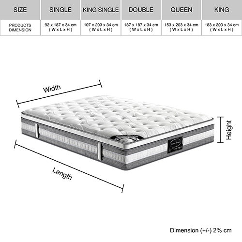 Austell Mattress Euro Top Pocket Spring Coil with Knitted Fabric Medium Firm 34cm Thick Price