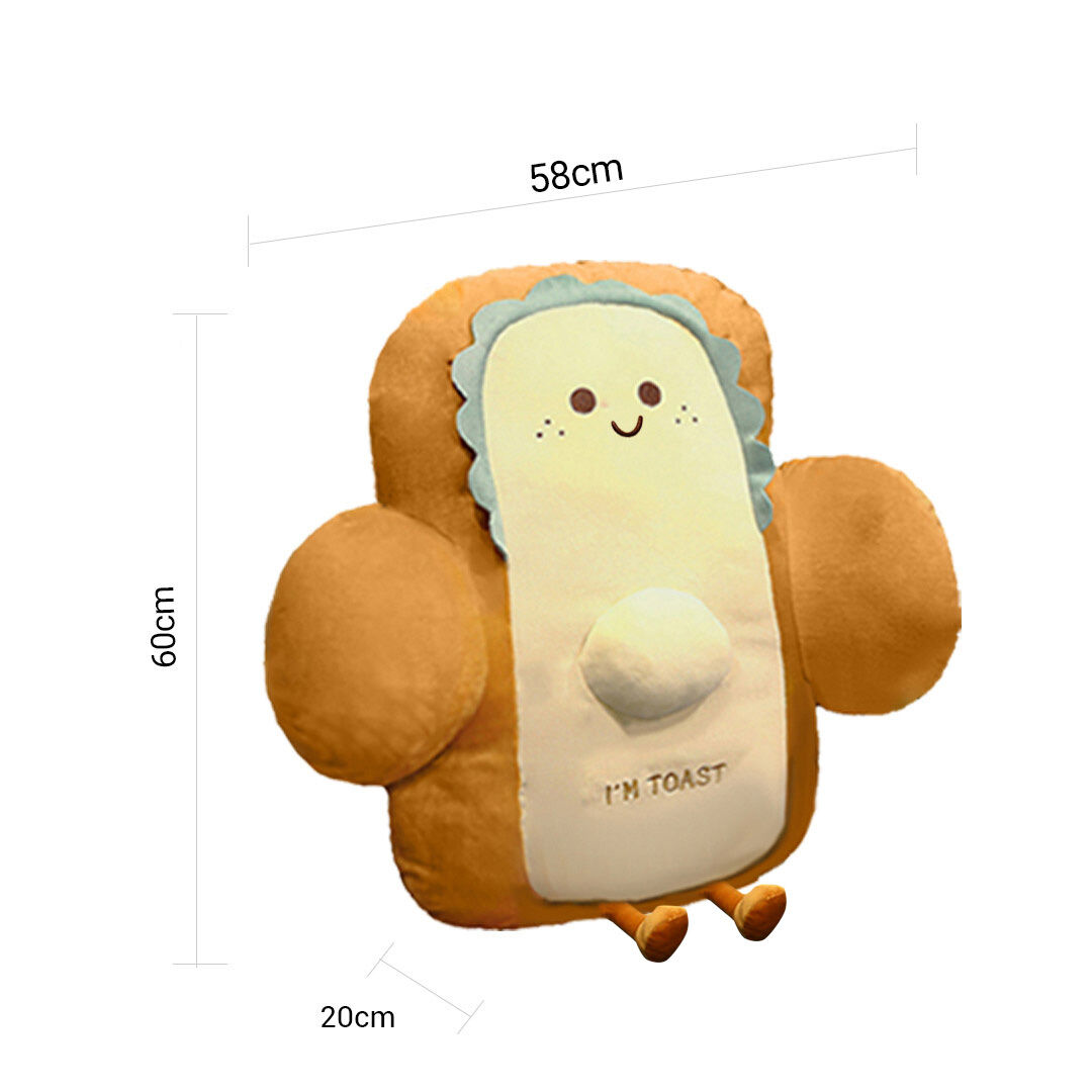 58cm Cute Face Toast Bread Cushion Stuffed Car Seat Plush Cartoon Back Support Pillow Home Decor Price