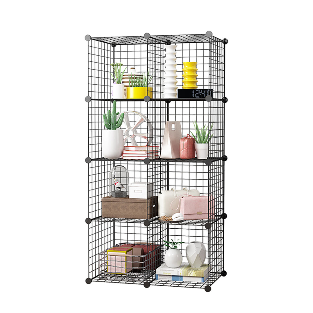 Black Portable Cube Storage Organiser Foldable DIY Modular Grid Space Saving Shelf Price