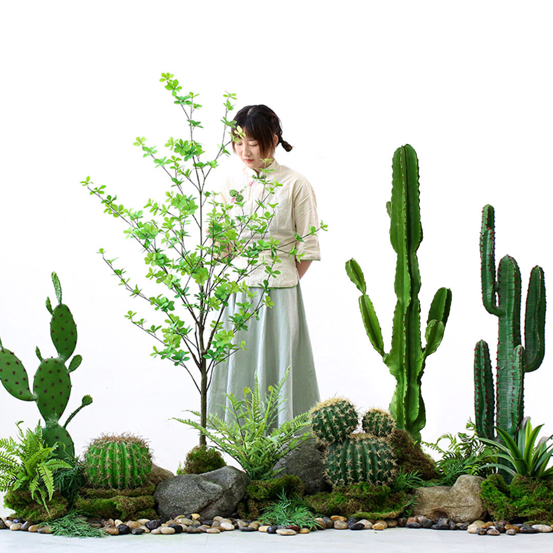 Green Artificial Indoor Cactus Tree Fake Plant Simulation Decorative 6 Heads Price
