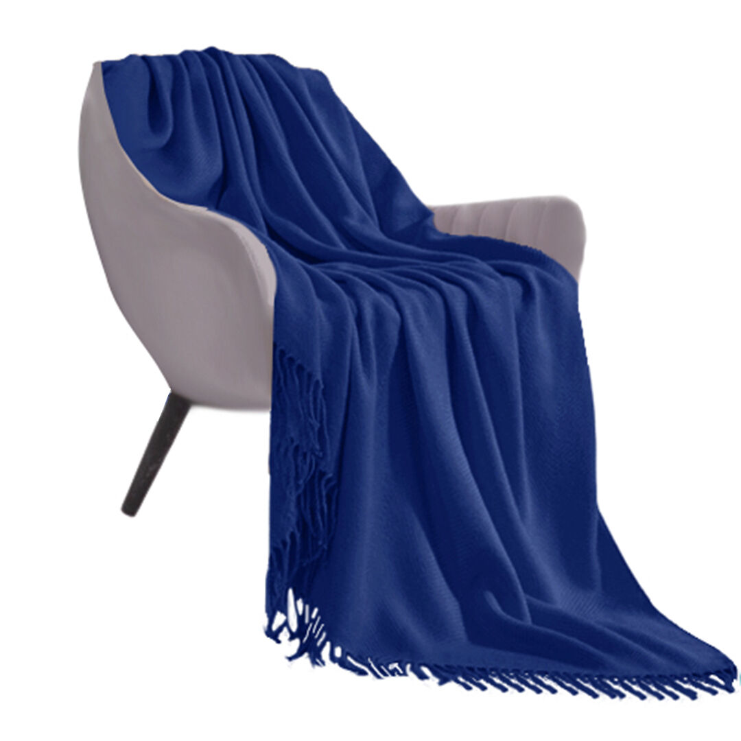 Acrylic Knitted Throw Blanket Solid Fringed Warm Cozy Woven Cover Couch Bed Sofa Home Decor Price