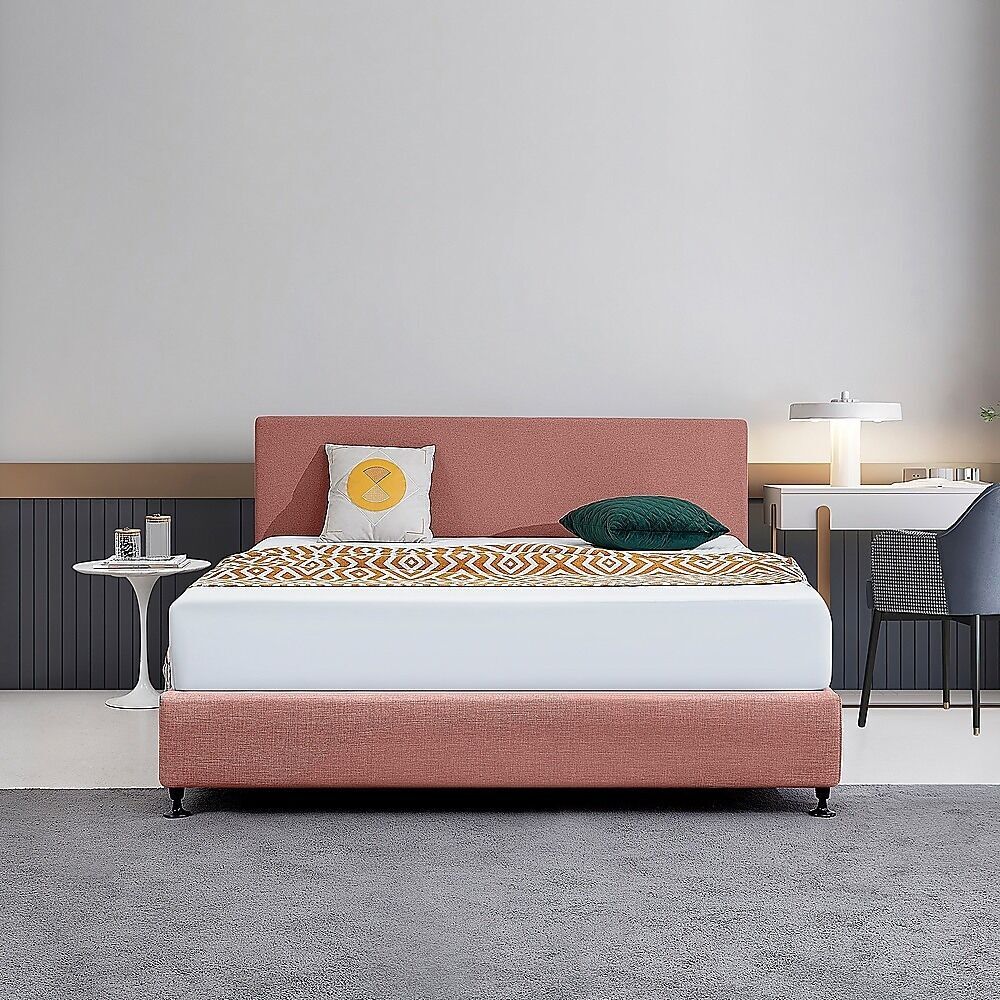 Linen Fabric Double Bed Deluxe Headboard Bedhead - Pearl Copper Brown Price