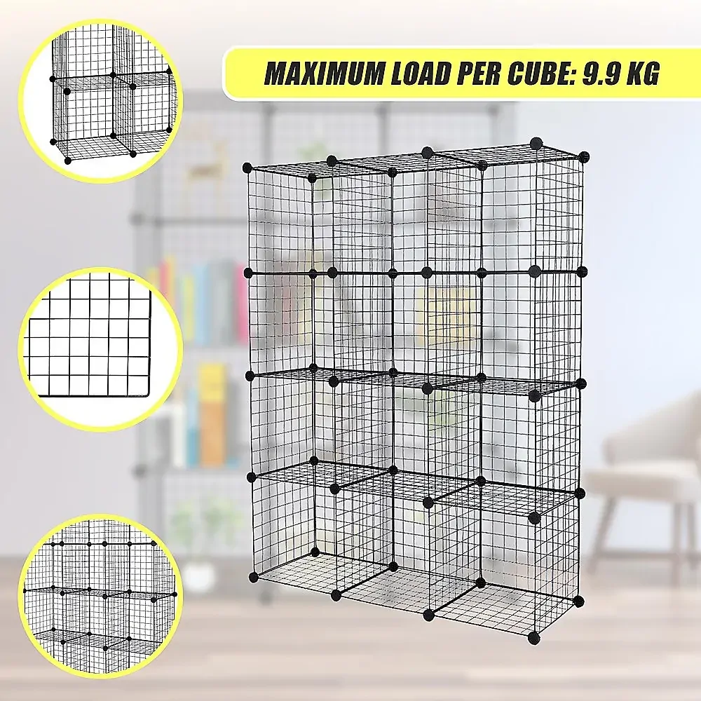 12 Cube Wire Grid Organiser Bookcase Storage Cabinet Wardrobe Closet Price
