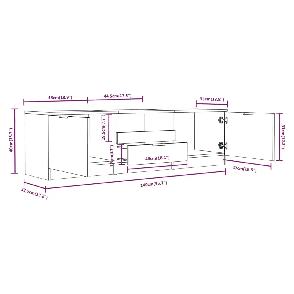 Neenah TV Cabinet 140x35x40 cm Engineered Wood Price