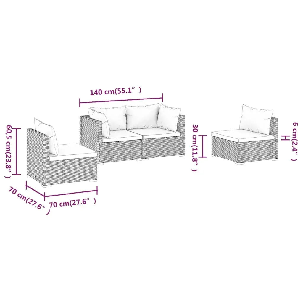 Garden Lounge Set with Cushions Poly Rattan Black Price
