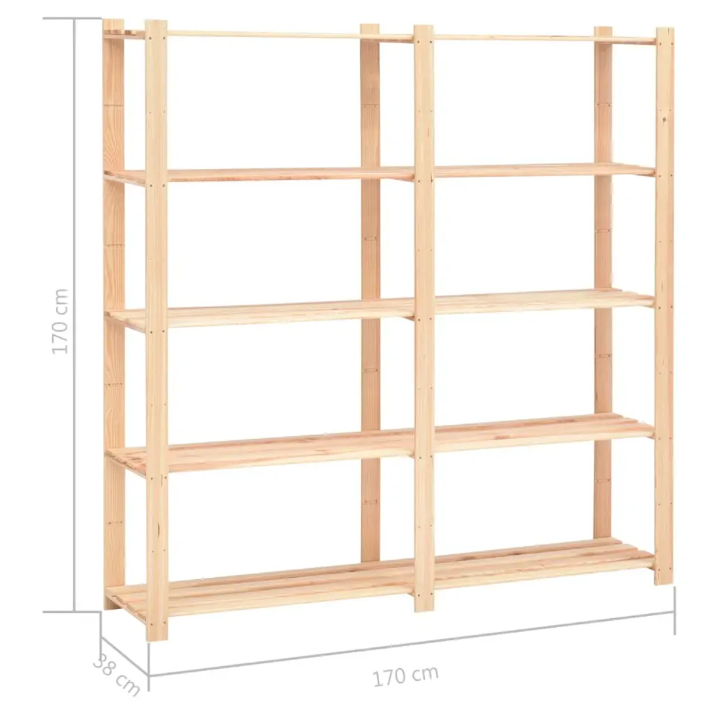 5-Tier Storage Rack 170x38x170 cm Solid Wood Pine 500 kg Price
