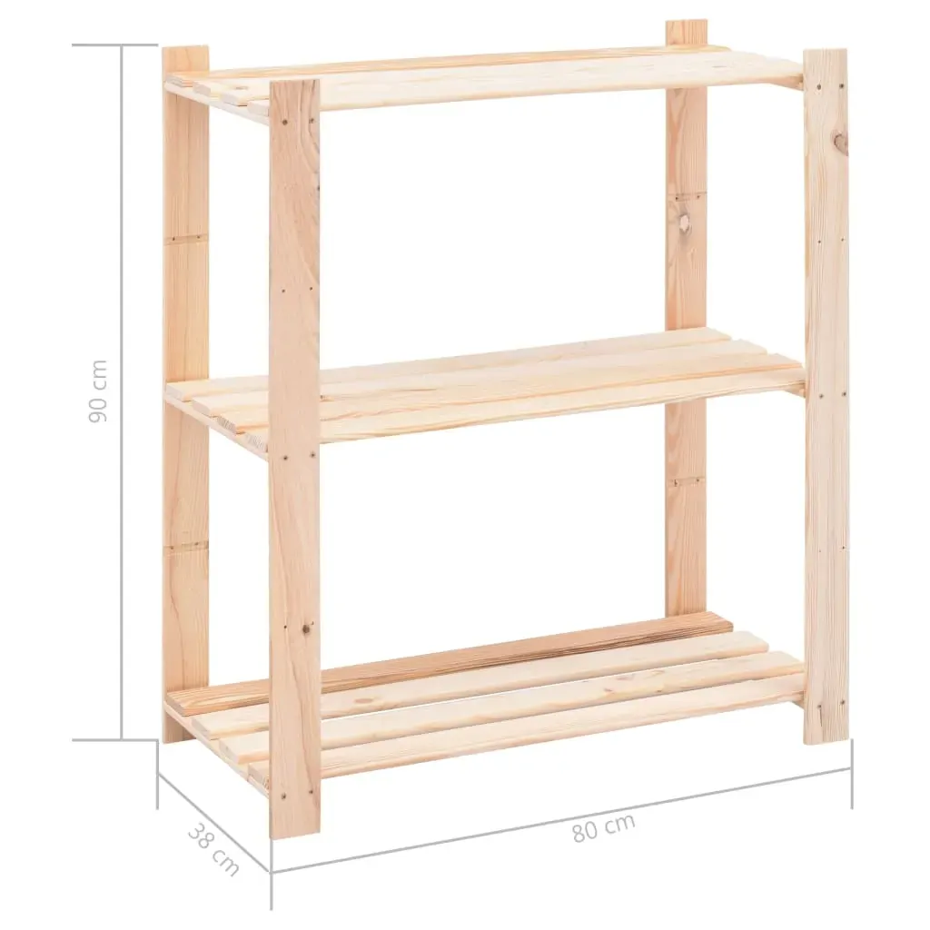 3-Tier Storage Rack 80x38x90 cm Solid Wood Pine 150 kg Price