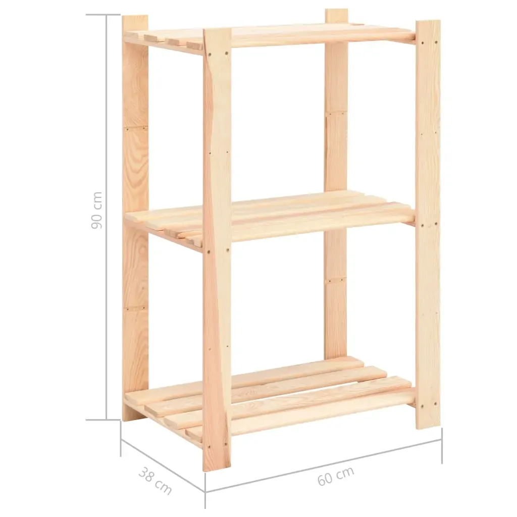 3-Tier Storage Rack 60x38x90 cm Solid Wood Pine 150 kg Price