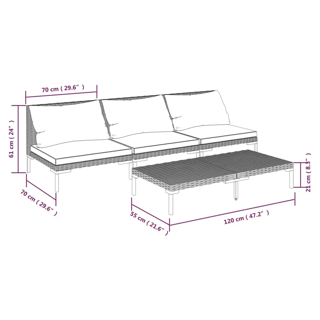 Garden Lounge Set with Cushions Poly Rattan Dark Grey Price