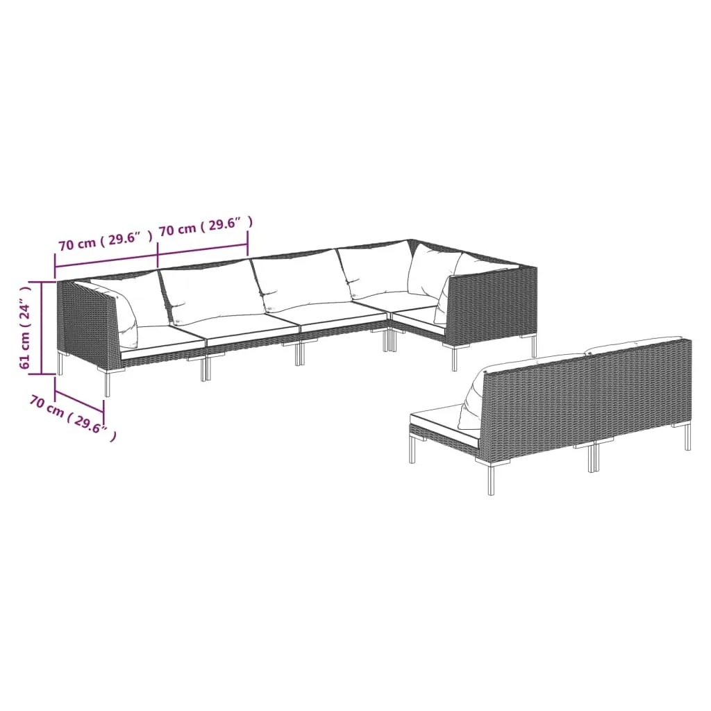 Garden Lounge Set with Cushions Poly Rattan Dark Grey Price