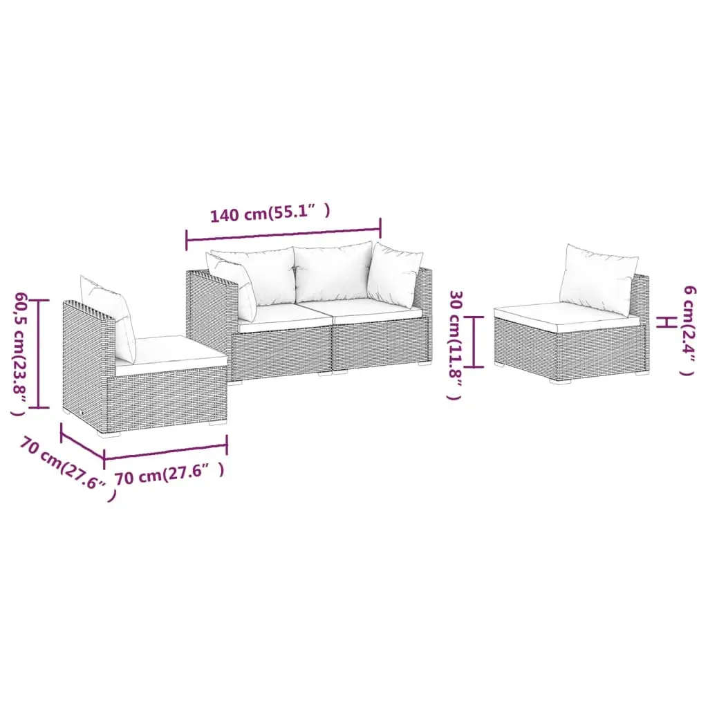 Garden Lounge Set with Cushions Poly Rattan Black Price
