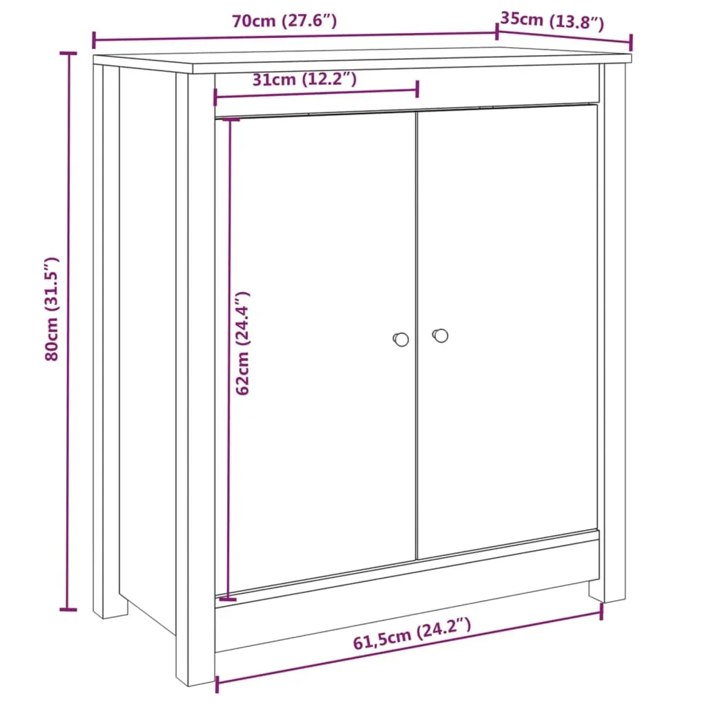 Sideboards 2 pcs 70x35x80 cm Solid Wood Pine Price