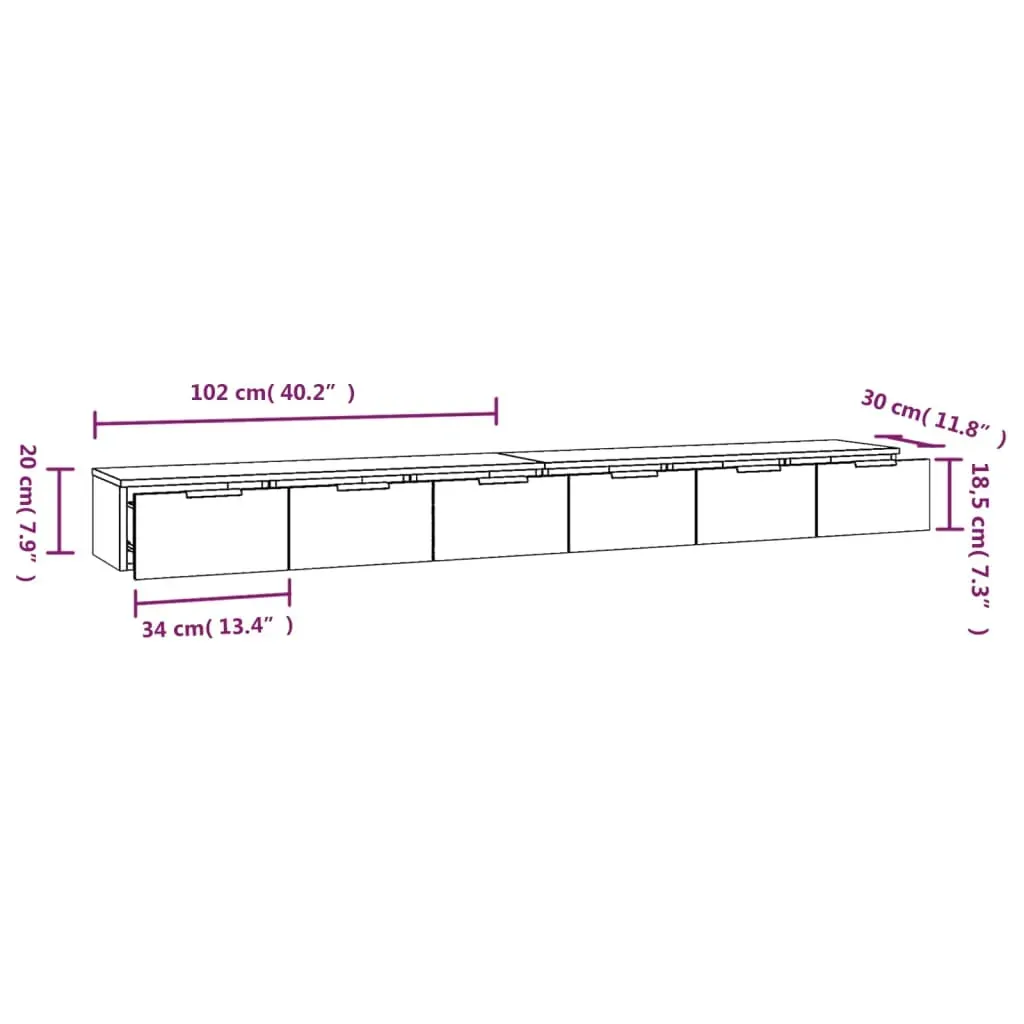 Agery Wall Cabinets 2 pcs 102x30x20 cm Engineered Wood Price