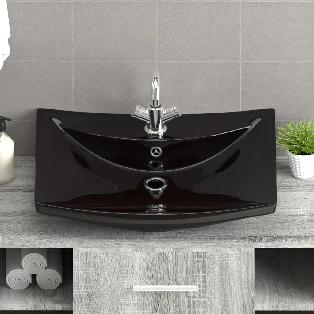 Luxury Ceramic Basin Rectangular with Overflow & Faucet Hole Price