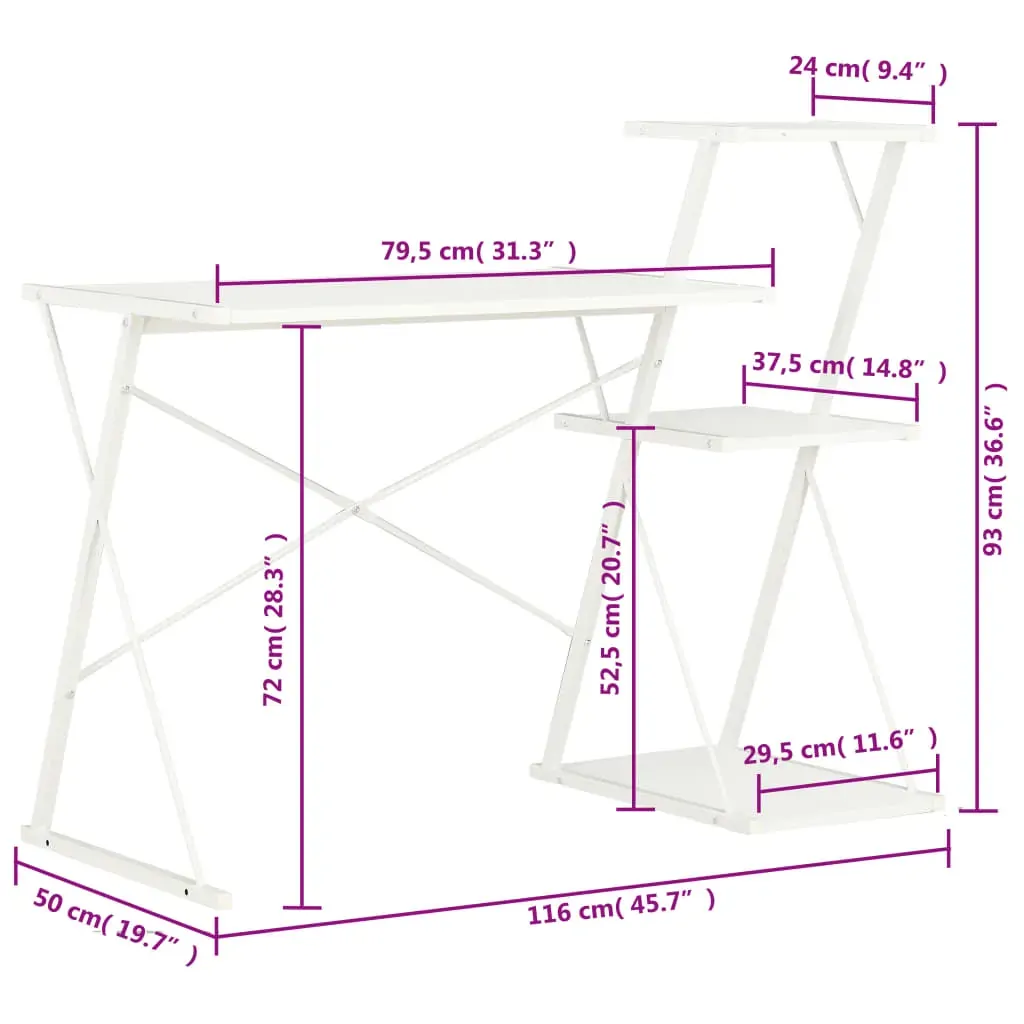 Desk with Shelf 116x50x93 cm Price