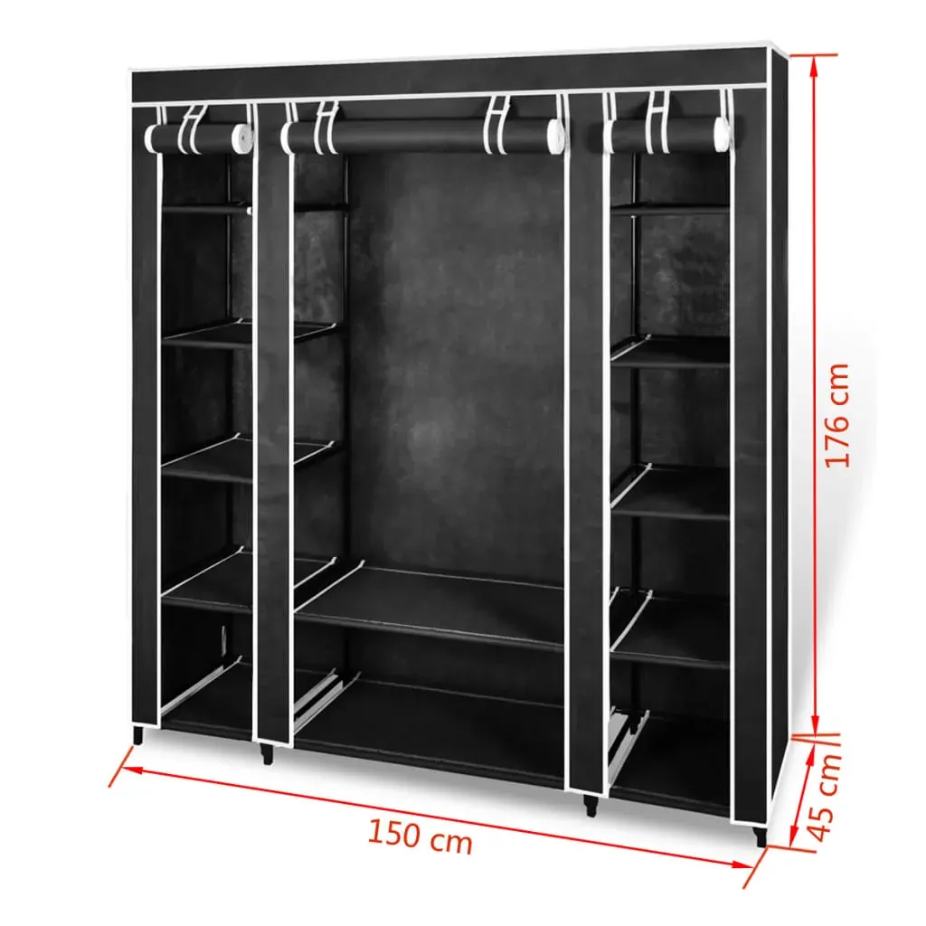 Wardrobe with Compartments and Rods 45x150x176 cm Fabric Price