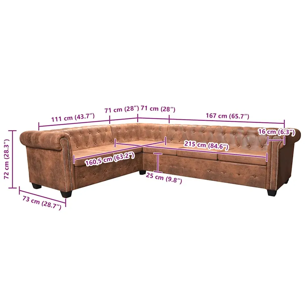 Coffeyville Chesterfield Corner Sofa 6-Seater Artificial Leather Price
