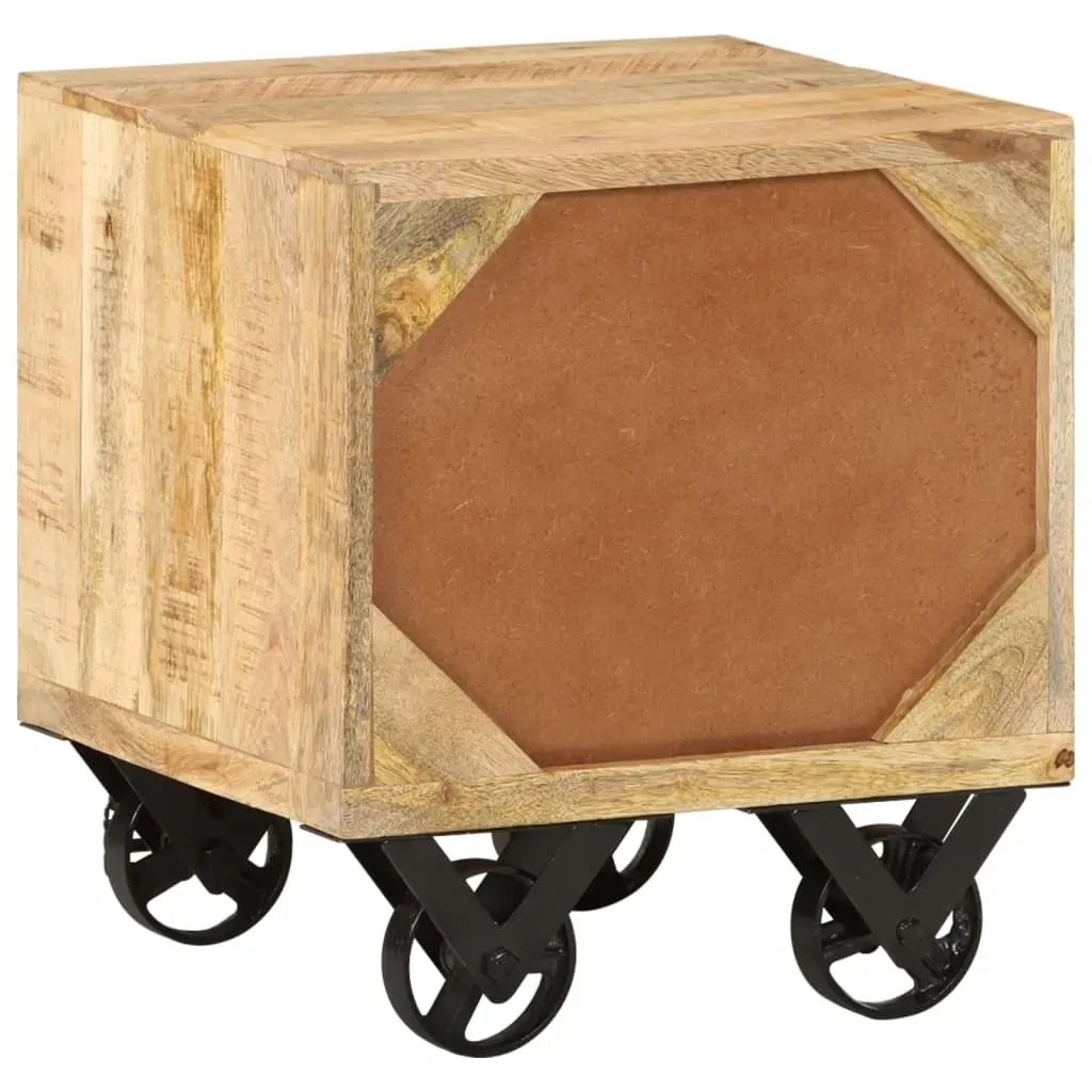 Whakatane Side Table with Drawer Wheels Mango Wood 40x40x45 cm Price