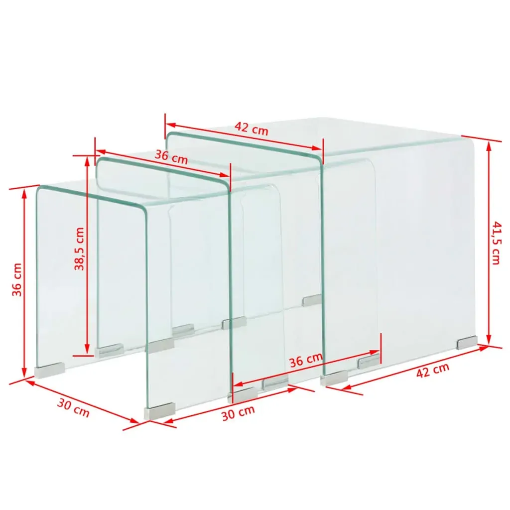 Three Piece Nesting Table Set Tempered Glass Clear Price