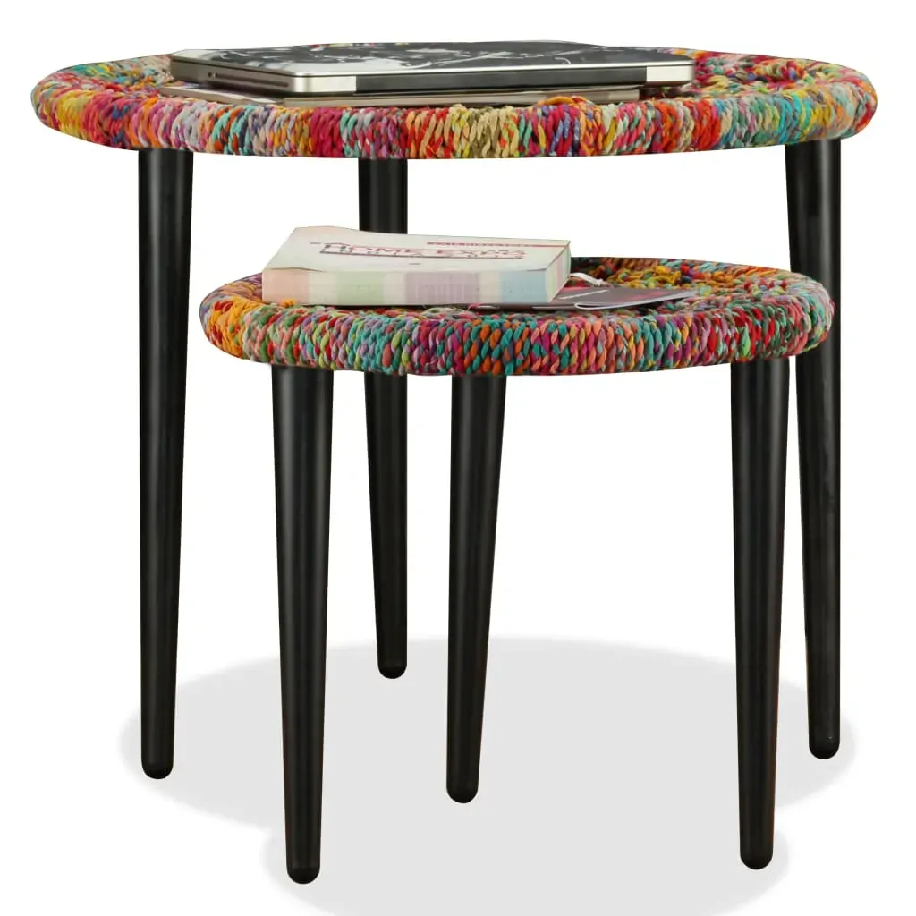 Coffee Table Set 2 Pieces Chindi Weave Details Price