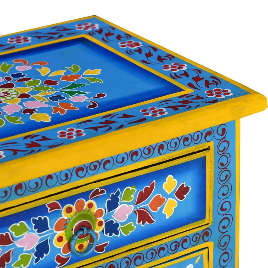 Waltham Bedside Cabinet Solid Mango Wood Turquoise Hand Painted Price