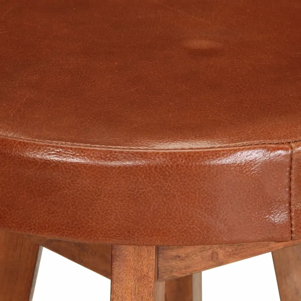 Bar Chairs 2 pcs Real Leather and Solid Acacia Wood Price