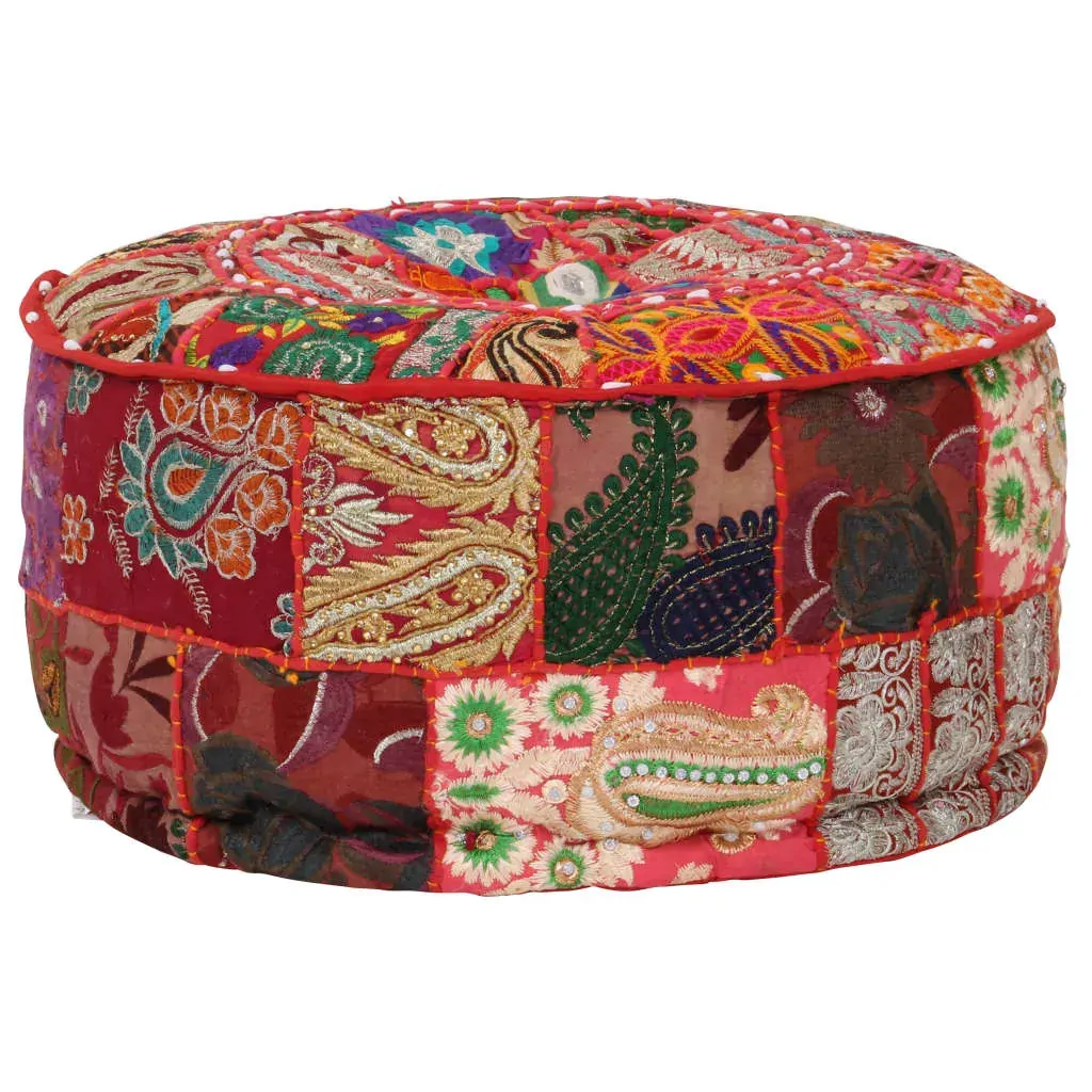 Patchwork Pouffe Round Cotton Handmade 40x20 cm Price