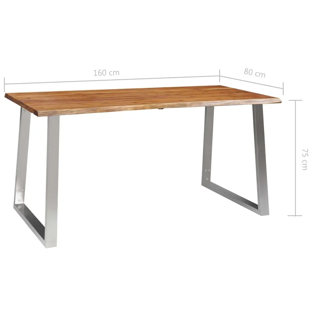 Dining Table Solid Acacia Wood and Stainless Steel Price